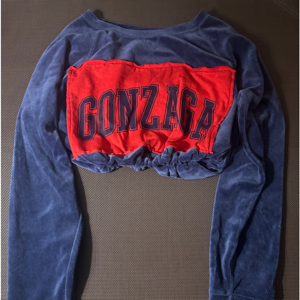 Gonzaga cropped vintage velour long sleeve pullover